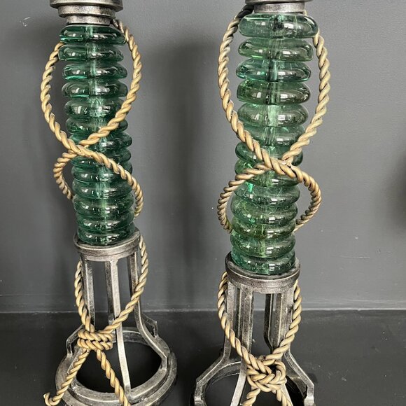 Glass and Iron Candle Holders - Picture 3 of 3
